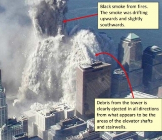 debris ejected laterally