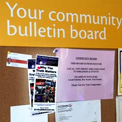 brochures on bulletin board