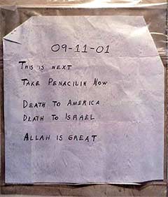 Anthrax Letters sent to the New York Post and NBC News