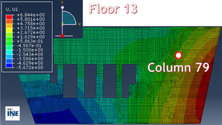 Slide77: Horizontal displacement due to thermal expansion of floor 13 at col 79